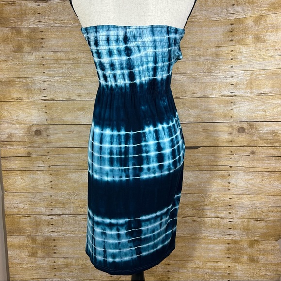 Catwalk Studios Blue Tie Dye Convertible Strapless Dress Boho Size S - Picture 4 of 11